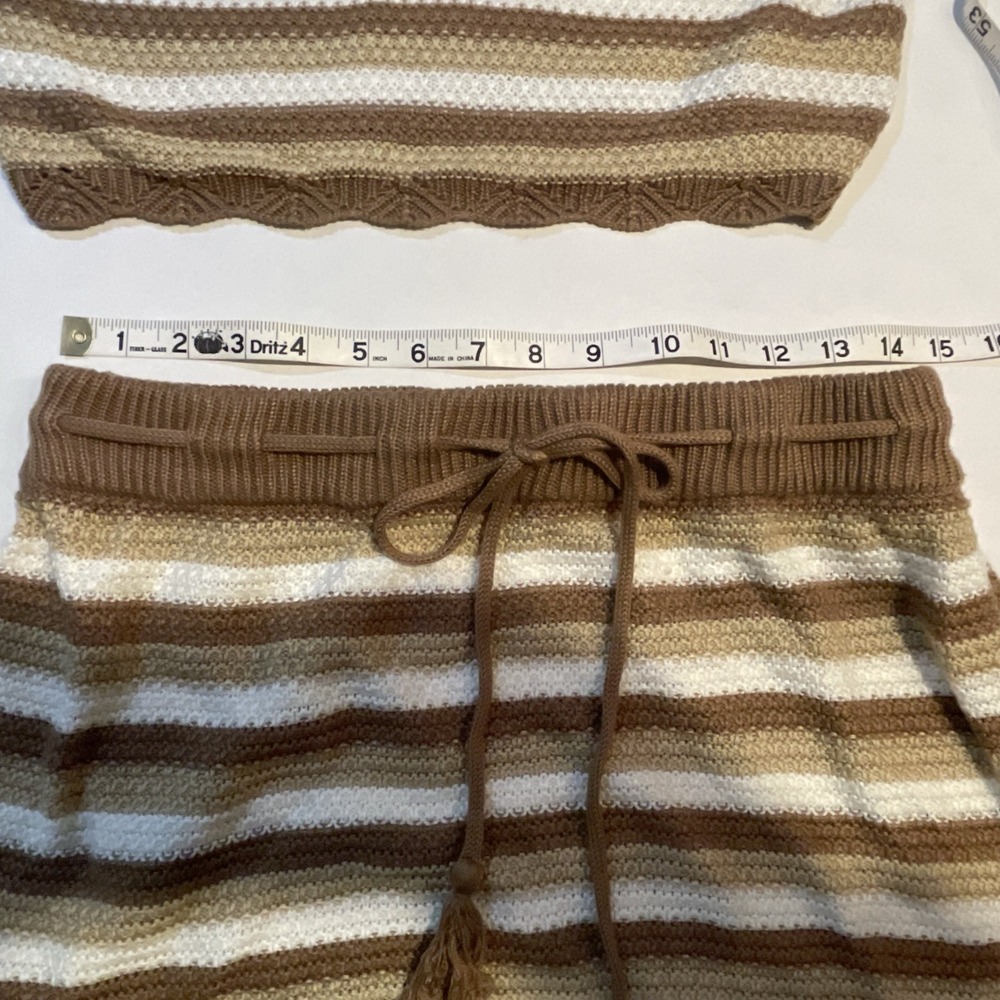 Women's 2-piece Outfit Madden NYC Size L/XL Crochet Striped Sleeveless Y2K Boho - Picture 9 of 12